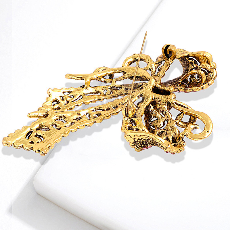 Uus Bowknot Rhinestone prossi sulamist retro vibu naiste korsa luksuslik kristallkuld värvi tsirkoon metallist nööpnõelad kleit mantli aksessuaarid