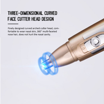 Електрически тример за косми в носа Водоустойчив накрайник за инструменти от неръждаема стомана Самобръсначка Мъжки тример за нос Дамска грижа за лицето Нож за епилация