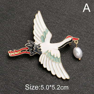 Moteriškos sagės Perlai Gervės Emaliai Paukštis Sagė Senovinis skraidantis gyvūnas Emalio Smeigtukas Šalikas Suknelė Paltas Atvartas Smeigtukai Prabangūs Papuošalai Dovana