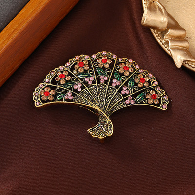 Vintažinė Kalnų krištolinė tuščiavidurė gėlių vėduoklė Sagė Moterims Papuošalai Metaliniai Smeigtukai Ženkliukai Banketui Drabužiai Šalikas Susegimas Dovana