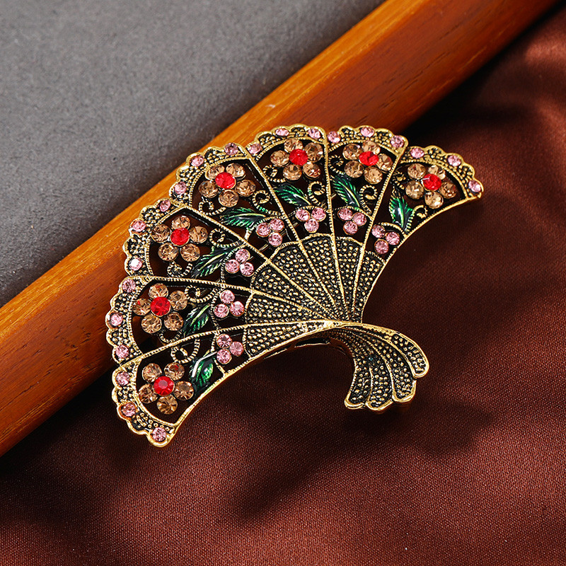 Vintažinė Kalnų krištolinė tuščiavidurė gėlių vėduoklė Sagė Moterims Papuošalai Metaliniai Smeigtukai Ženkliukai Banketui Drabužiai Šalikas Susegimas Dovana