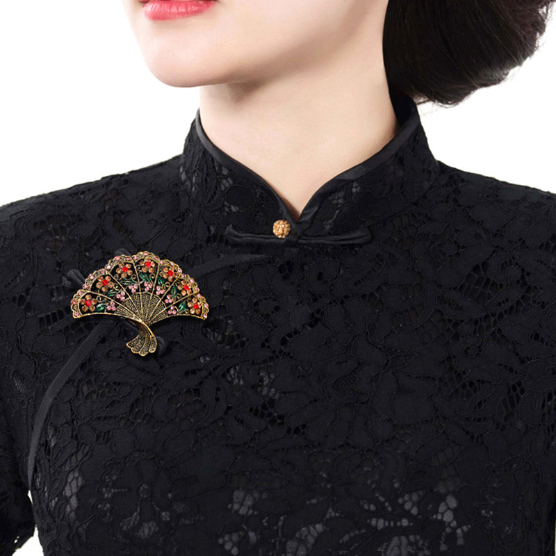 Vintažinė Kalnų krištolinė tuščiavidurė gėlių vėduoklė Sagė Moterims Papuošalai Metaliniai Smeigtukai Ženkliukai Banketui Drabužiai Šalikas Susegimas Dovana