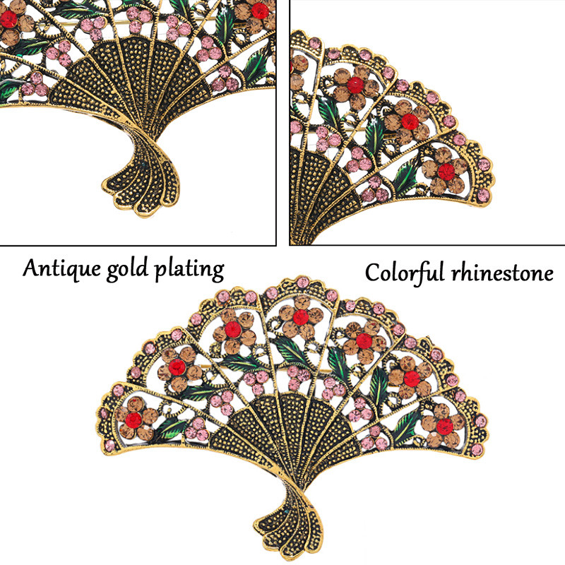 Vintažinė Kalnų krištolinė tuščiavidurė gėlių vėduoklė Sagė Moterims Papuošalai Metaliniai Smeigtukai Ženkliukai Banketui Drabužiai Šalikas Susegimas Dovana