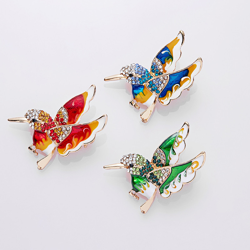 Creative Bird Enamel Pross Rhinestone Animal Pross Pin Naistele Meestele Sall Ülikond Märgid Korsa Uusaasta Jõuluehted Kingitus