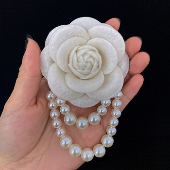 Νέο κορεάτικο ύφασμα Camellia Flower καρφίτσα καρφίτσες πέρλες φούντα κορσάζ Μόδα κοσμήματα Κασκόλ πόρπη για γυναικείο πουκάμισο γιακά αξεσουάρ