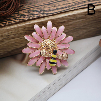 1tk päevalilleemaili pross mesilane tumeroosa elegantsed naised tüdrukud karikakrad päikeselill reväärid putukatel Rõivad Aksessuaarid kingituseks ehted