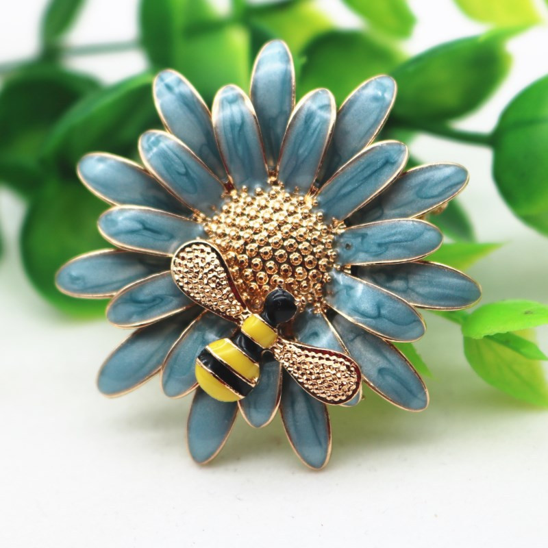 1tk päevalilleemaili pross mesilane tumeroosa elegantsed naised tüdrukud karikakrad päikeselill reväärid putukatel Rõivad Aksessuaarid kingituseks ehted