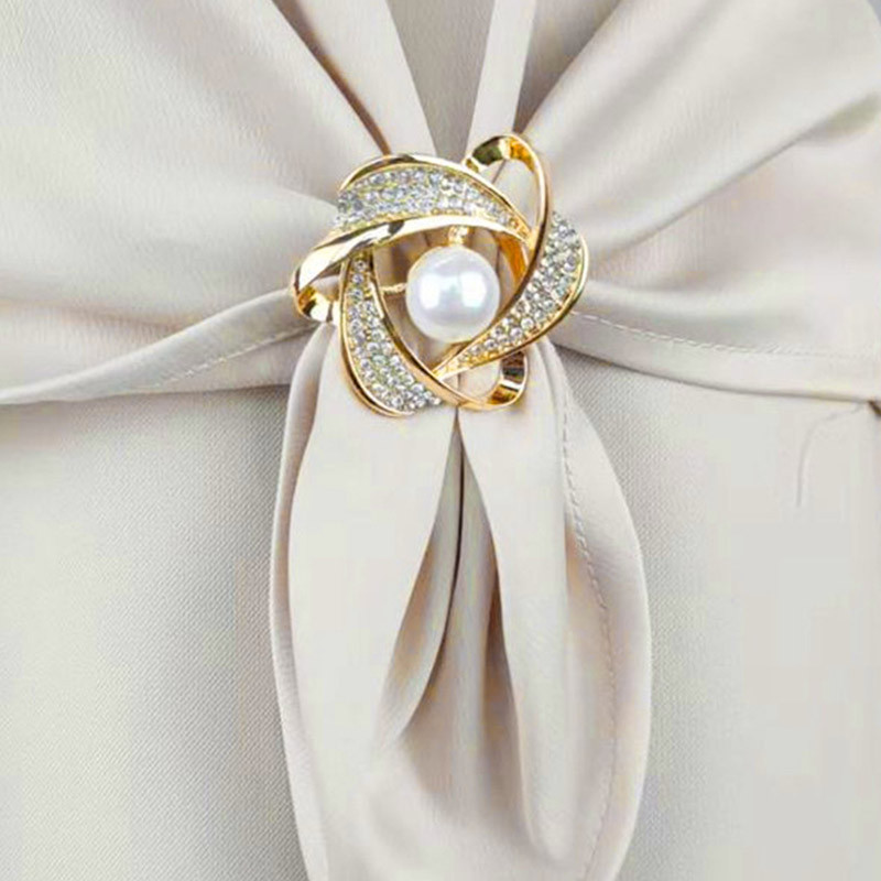 Trendy broševi od kamenčića igle kristalni cvijet biserni šal kopča broš ženski šal prsten kopča šalovi držač za pričvršćivanje