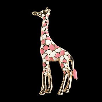 Нови емайлирани брошки с жирафи за жени Сладка игла с животни Модни бижута Златен цвят Подарък за деца Изящни брошки