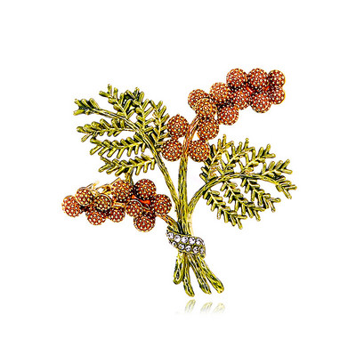 Uued moodsad männikäbi okstega prossinõelad naistele tüdrukutele luksuslikud kullavärvi emailiga sulamist taimsete korsarõivaste aksessuaarid