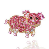 2023 m. naujos kiaulės gyvūnų sagės moterims Kalnų krištolas, mielos segės Blizgančios krištolinės sagės Korsažas mergaičių suknelės papuošalai