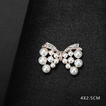 Модни бижута Висококачествени ретро златисти брошки Игли Кристали Имитация на перлени цветя Брошка Сватбен аксесоар