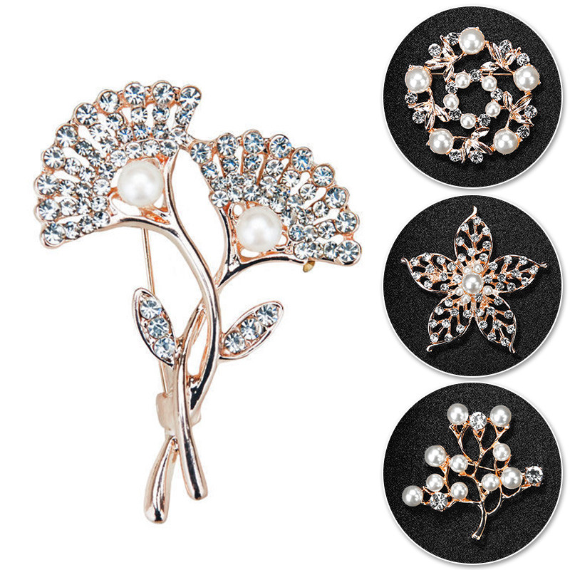 Κοσμήματα μόδας Υψηλής ποιότητας Vintage Χρυσό Χρώμα Καρφίτσα Καρφίτσα Κρύσταλλα Απομίμηση στρας Απομίμηση Μαργαριτάρι λουλούδι καρφίτσα αξεσουάρ γάμου