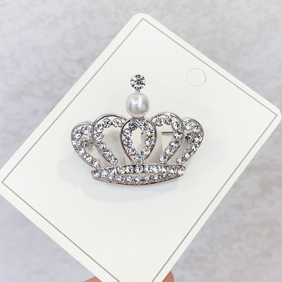 Modni krunski broševi Zlatno srebrna boja Rhinestones Biserna igla za rever Haljina Dekoracija Kopča Bedž Nakit Dodaci za žene