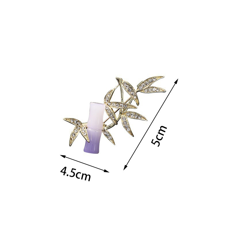 Novi broš od lišća bambusa Kineski stil Cirkon emajl Broševi od zelenog biljnog cvijeta Metalne igle Odjevni korzaž Dodaci