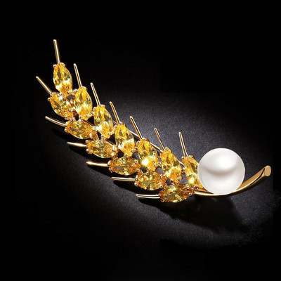 New Fashion Σιταρένιο Σχήμα Αυτιών Καρφίτσες Γυναικείες Κομψές Κίτρινες Απομιμήσεις Κρυστάλλινες Καρφίτσες Καρφίτσες Κοστούμι πάρτι Παλτό Αξεσουάρ ρούχων