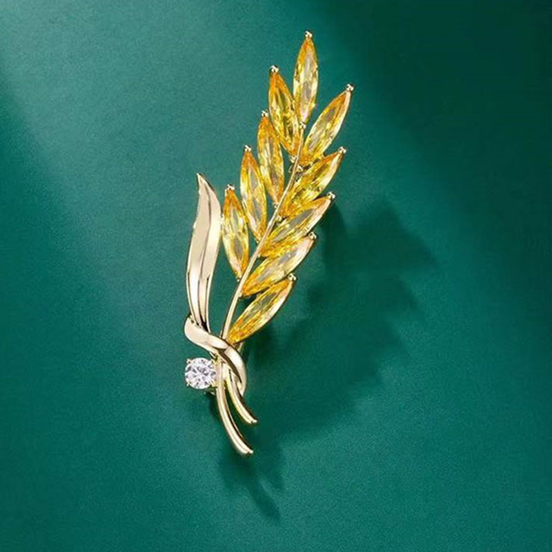 New Fashion Σιταρένιο Σχήμα Αυτιών Καρφίτσες Γυναικείες Κομψές Κίτρινες Απομιμήσεις Κρυστάλλινες Καρφίτσες Καρφίτσες Κοστούμι πάρτι Παλτό Αξεσουάρ ρούχων