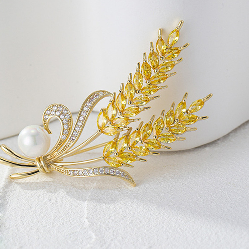 New Fashion Σιταρένιο Σχήμα Αυτιών Καρφίτσες Γυναικείες Κομψές Κίτρινες Απομιμήσεις Κρυστάλλινες Καρφίτσες Καρφίτσες Κοστούμι πάρτι Παλτό Αξεσουάρ ρούχων