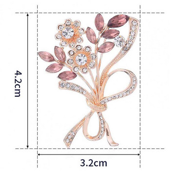 Модна алуминиева брошка с форма на цвете с кристален дизайн Дамска игла за букет