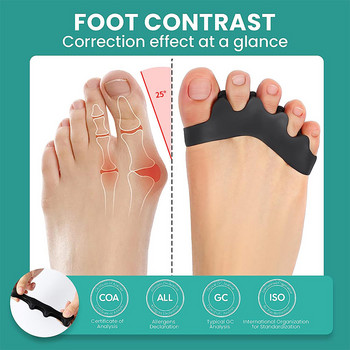 1 чифт силиконови дистанционери за пръстите на краката за правилно подравняване на пръстите на краката, буниони и чукчета за изправяне на пръсти за бягане и йога практика
