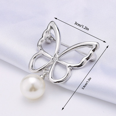 1 ΤΕΜ. Νέα πεταλούδα με γεωμετρική κούφιση μαργαριταρένια καρφίτσα μόδας αντιολισθητική καρφίτσα πέτο Γυναικεία σάλι σταθερή πόρπη κοσμήματα αξεσουάρ