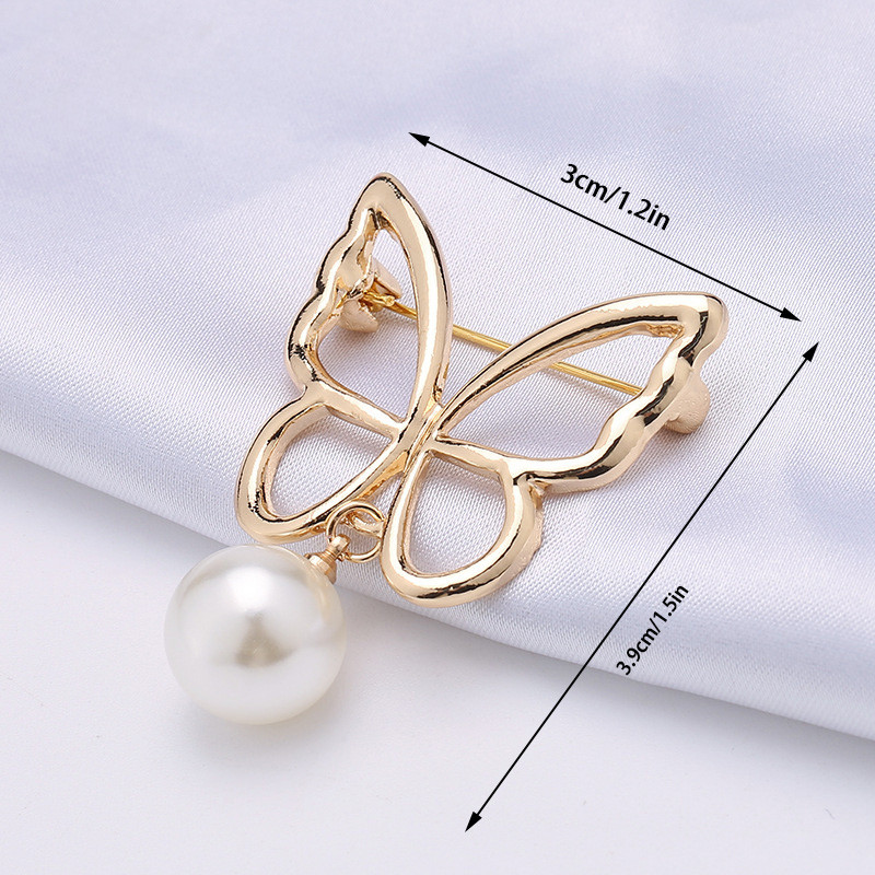 1 ΤΕΜ. Νέα πεταλούδα με γεωμετρική κούφιση μαργαριταρένια καρφίτσα μόδας αντιολισθητική καρφίτσα πέτο Γυναικεία σάλι σταθερή πόρπη κοσμήματα αξεσουάρ