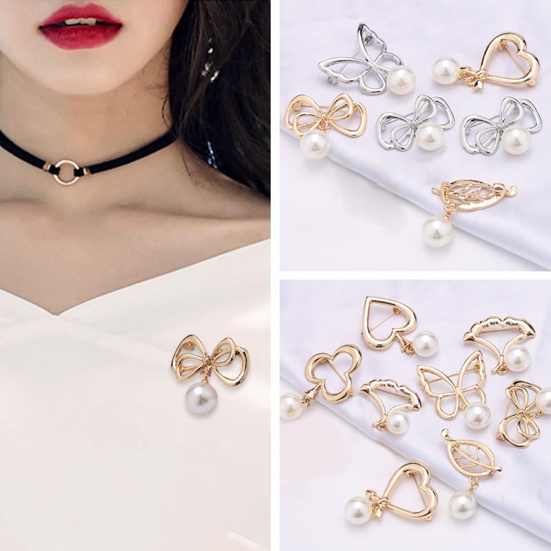 1 ΤΕΜ. Νέα πεταλούδα με γεωμετρική κούφιση μαργαριταρένια καρφίτσα μόδας αντιολισθητική καρφίτσα πέτο Γυναικεία σάλι σταθερή πόρπη κοσμήματα αξεσουάρ