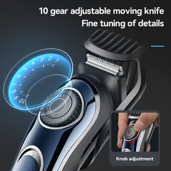 Kemei безжичен регулируем 1-10 мм тример за коса за мъже, лице, брада, акумулаторна машинка за подстригване с ръбове, електрическа литиева батерия