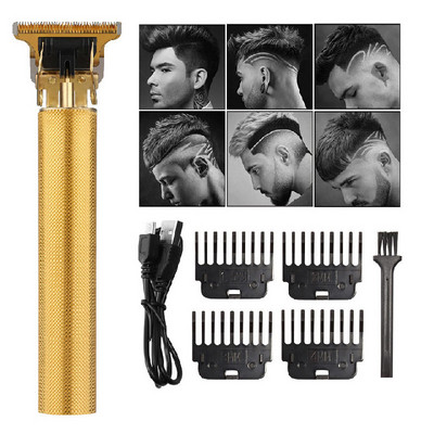 Golden Hair Clipper Επαναφορτιζόμενη ηλεκτρική ξυριστική μηχανή ώθησης T9 Bald Hair Clipper Electric Clipper Blendet Fickmachine for Men Barber