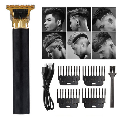 Golden Hair Clipper Επαναφορτιζόμενη ηλεκτρική ξυριστική μηχανή ώθησης T9 Bald Hair Clipper Electric Clipper Blendet Fickmachine for Men Barber