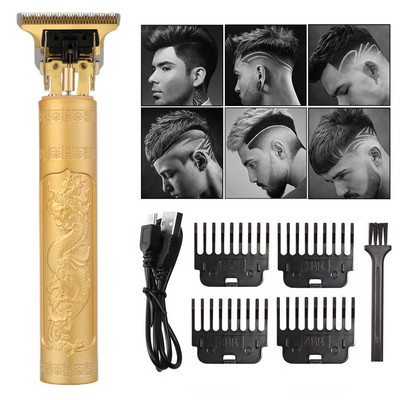 Golden Hair Clipper Επαναφορτιζόμενη ηλεκτρική ξυριστική μηχανή ώθησης T9 Bald Hair Clipper Electric Clipper Blendet Fickmachine for Men Barber