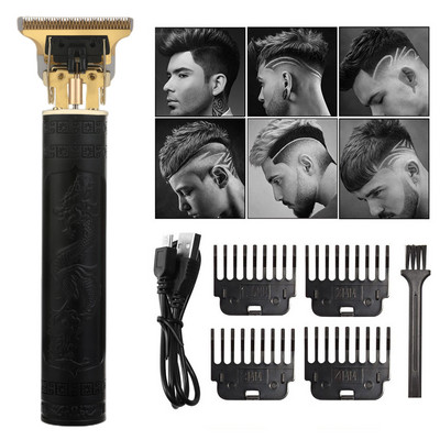 Golden Hair Clipper Επαναφορτιζόμενη ηλεκτρική ξυριστική μηχανή ώθησης T9 Bald Hair Clipper Electric Clipper Blendet Fickmachine for Men Barber