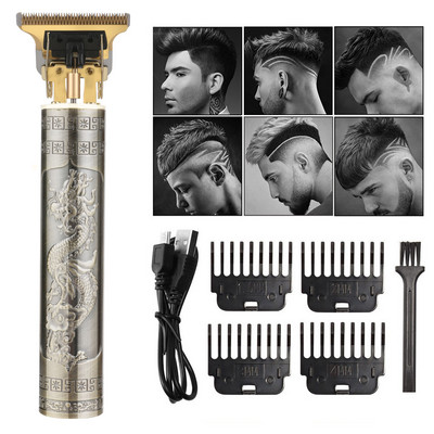 Golden Hair Clipper Επαναφορτιζόμενη ηλεκτρική ξυριστική μηχανή ώθησης T9 Bald Hair Clipper Electric Clipper Blendet Fickmachine for Men Barber