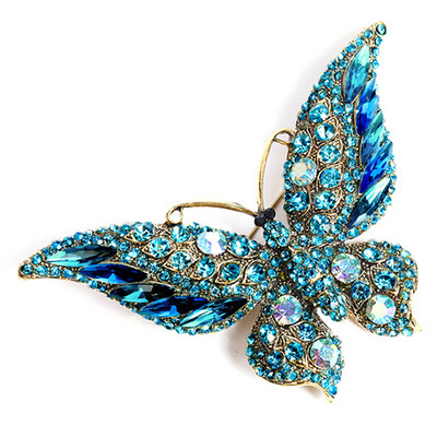 Liblikas pross Luksuslik kristallist nööpnõel naistele peoõhtule, kivist nööpnõelad, moeehted, naiste putukapinn