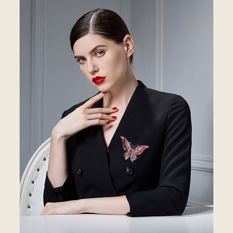 Liblikas pross Luksuslik kristallist nööpnõel naistele peoõhtule, kivist nööpnõelad, moeehted, naiste putukapinn