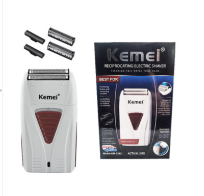 kemei KM-3382 Επαναφορτιζόμενη ξυριστική μηχανή μπαταρίας για άνδρες με διπλή λεπίδα παλινδρομική ξυριστική μηχανή γενειάδας, λιπαρό ψαλίδι κουρέα