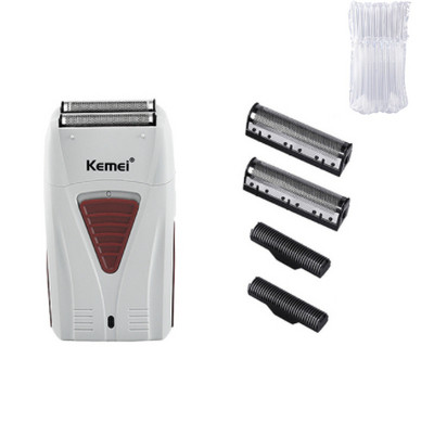 kemei KM-3382 Επαναφορτιζόμενη ξυριστική μηχανή μπαταρίας για άνδρες με διπλή λεπίδα παλινδρομική ξυριστική μηχανή γενειάδας, λιπαρό ψαλίδι κουρέα