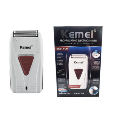 kemei KM-3382 Επαναφορτιζόμενη ξυριστική μηχανή μπαταρίας για άνδρες με διπλή λεπίδα παλινδρομική ξυριστική μηχανή γενειάδας, λιπαρό ψαλίδι κουρέα