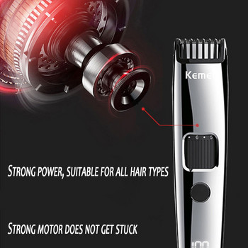 Kemei 302S LCD дисплей Акумулаторен регулируем тример за брада за мъже Електрически тример за коса от 1 мм до 10 мм литиева батерия
