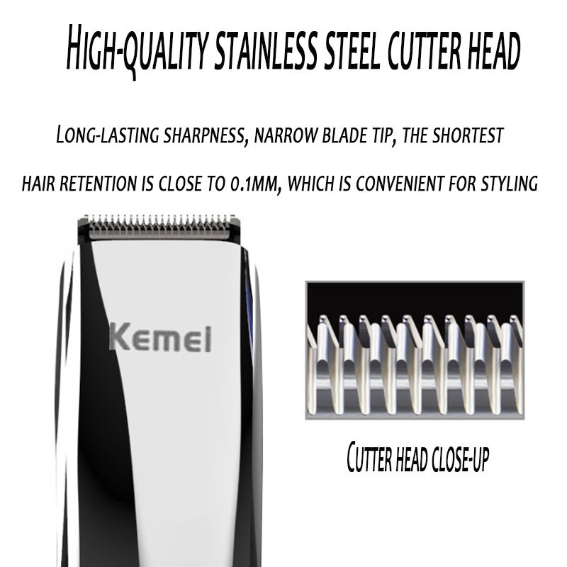 Kemei 302S LCD-ekraan, laetav reguleeritav habemelõikur meestele elektriline juukselõikur 1 mm kuni 10 mm liitiumakuga