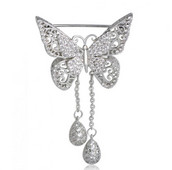 Woman Exquisite Fashion Crystal Butterfly Brooch Elegant Banquet Prom Sp