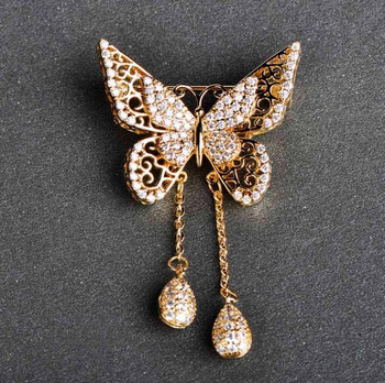 Woman Exquisite Fashion Crystal Butterfly Brooch Elegant Banquet Prom Sp
