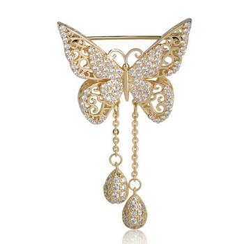 Woman Exquisite Fashion Crystal Butterfly Brooch Elegant Banquet Prom Sp