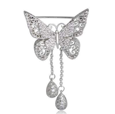 Woman Exquisite Fashion Crystal Butterfly Brooch Elegant Banquet Prom Sp