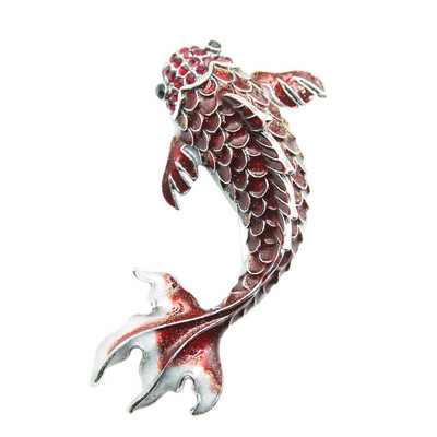 Γυναικεία Μόδα Vintage Κόκκινη Καρφίτσα Ψαριού με Σμάλτο για Κοσμήματα Δείπνων