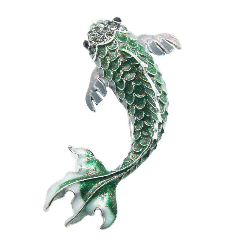 Γυναικεία Μόδα Vintage Κόκκινη Καρφίτσα Ψαριού με Σμάλτο για Κοσμήματα Δείπνων