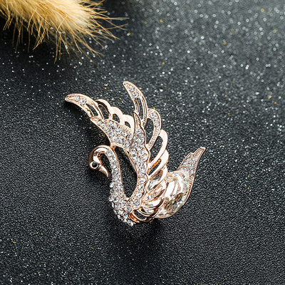 Ιδιοσυγκρασία Ζιργκόν Κρυστάλλινο Animal καρφίτσα καρφίτσας κύκνου για γυναίκες Πολυτελές δώρο κοσμήματος σε δεξίωση