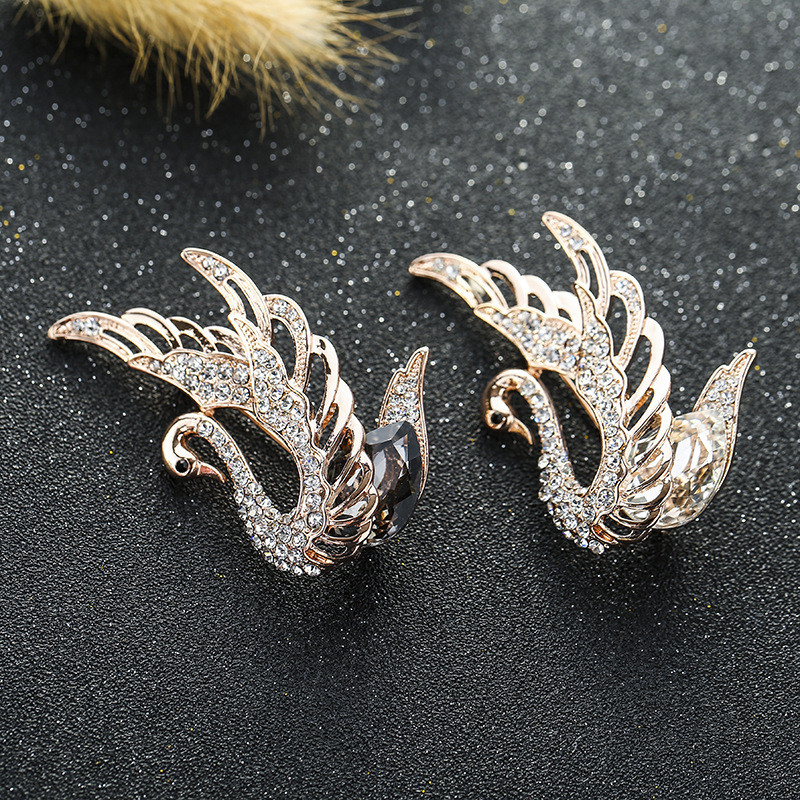 Ιδιοσυγκρασία Ζιργκόν Κρυστάλλινο Animal καρφίτσα καρφίτσας κύκνου για γυναίκες Πολυτελές δώρο κοσμήματος σε δεξίωση