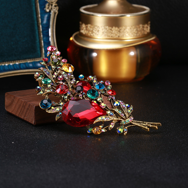 Elegantne ja õrn mitmevärviline tsirkoonist kivikristallkimp prossinõel naistele luksuslik pidulik ehe kingitus