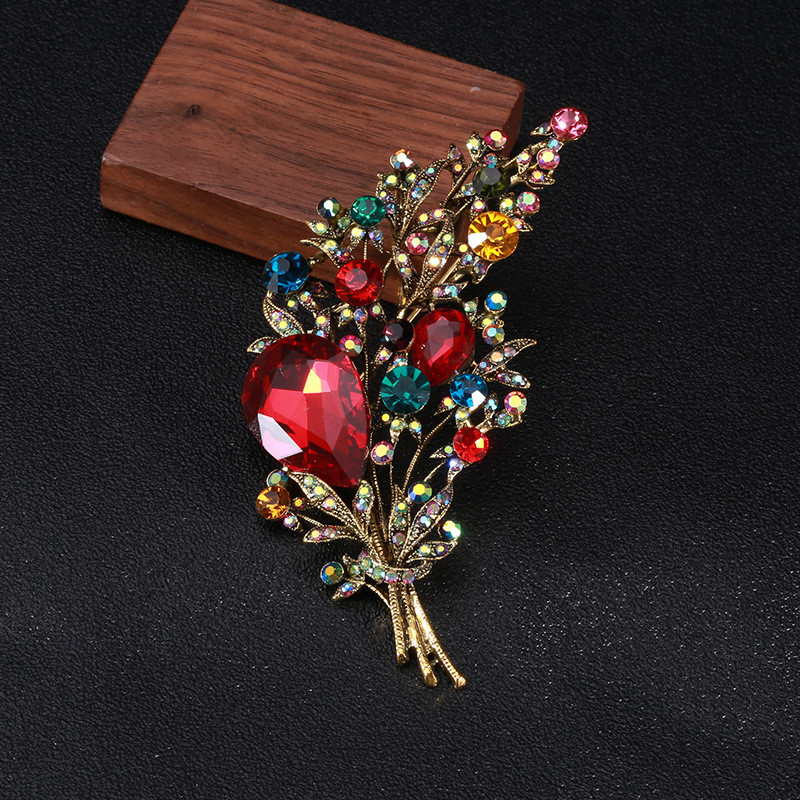 Elegantne ja õrn mitmevärviline tsirkoonist kivikristallkimp prossinõel naistele luksuslik pidulik ehe kingitus